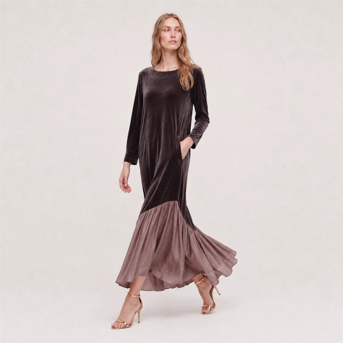 Parole Vestido Elsa terciopelo topo