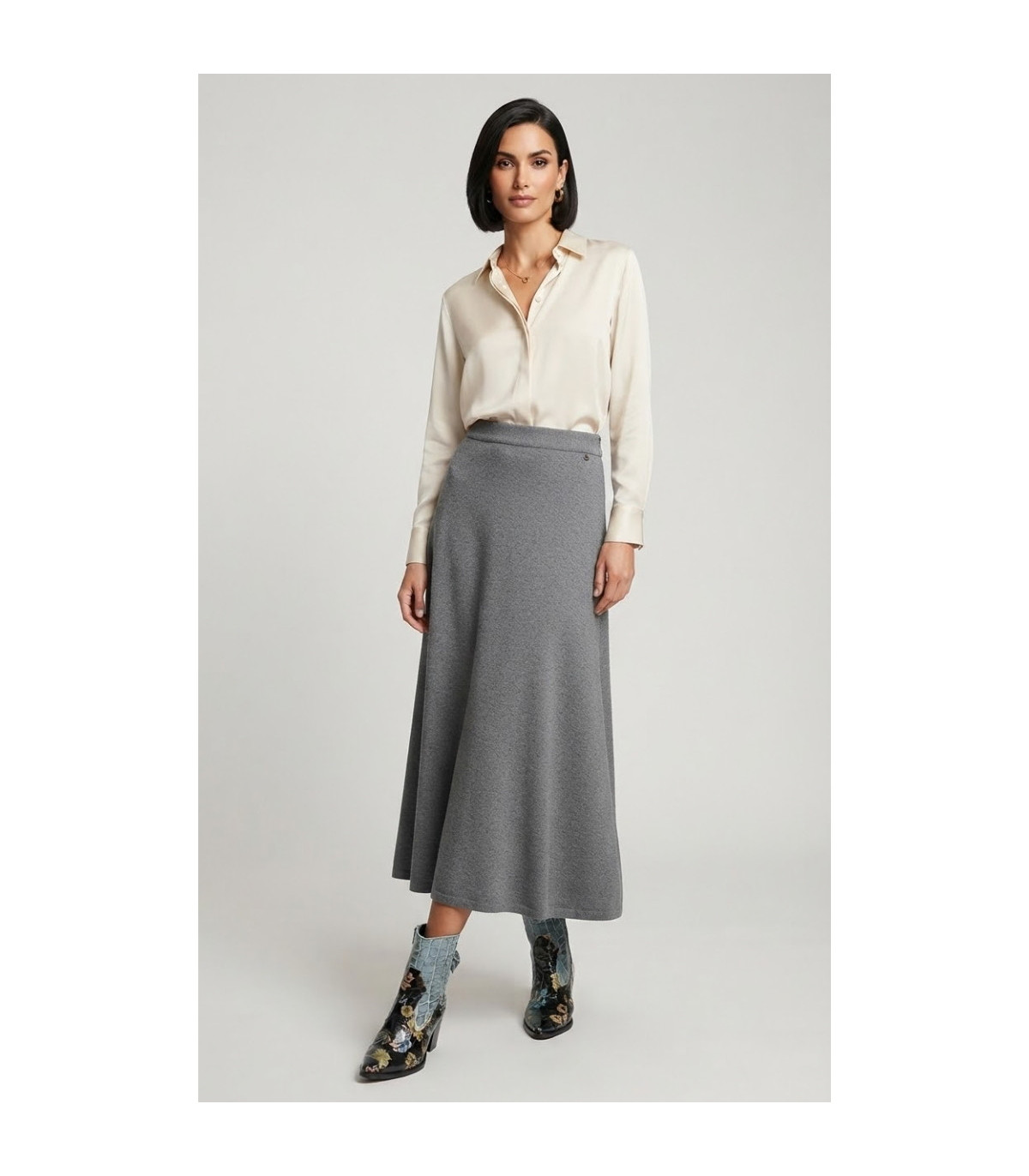Dixie Falda de corte evasé color gris