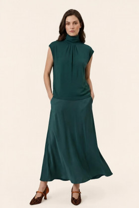 Dixie Falda larga satinada color verde