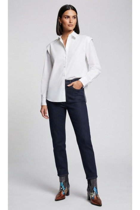 Dixie Camisa blanca con detalle de hombreras