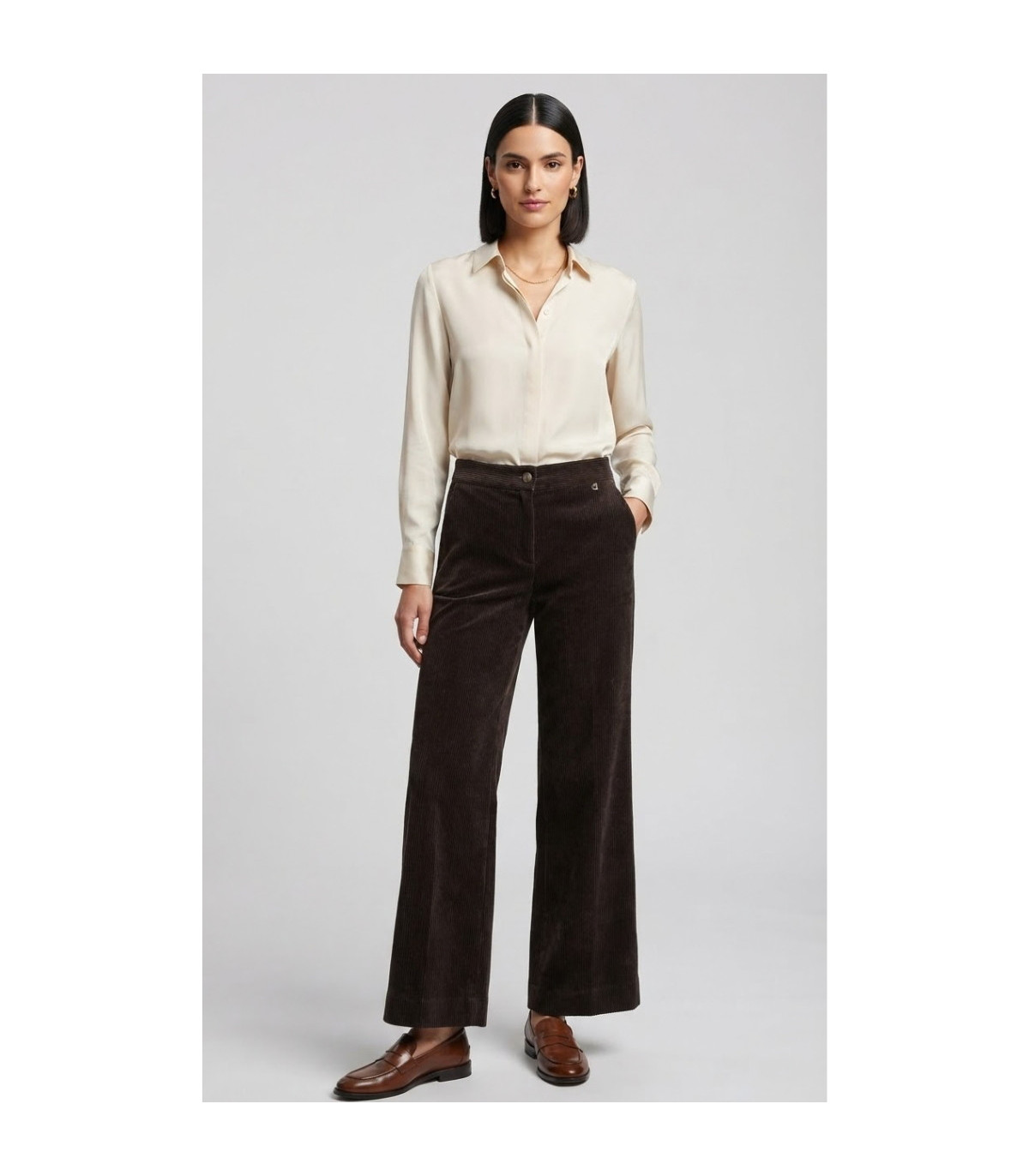 Dixie Pantalón recto en micropana marrón