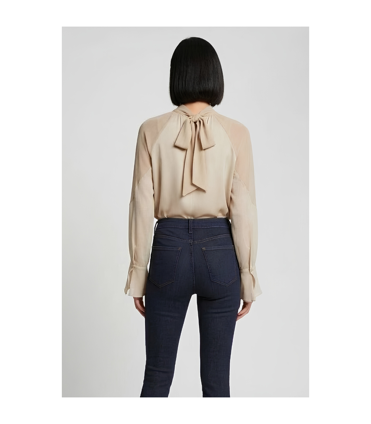 Dixie Blusa de viscosa color crema con volantes