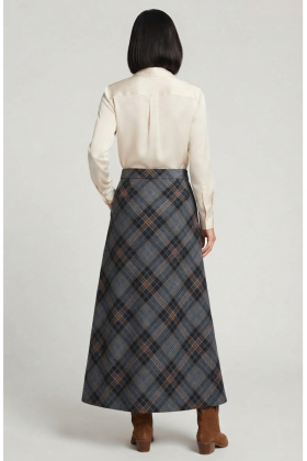 Dixie Falda midi evasé con estampado cuadros