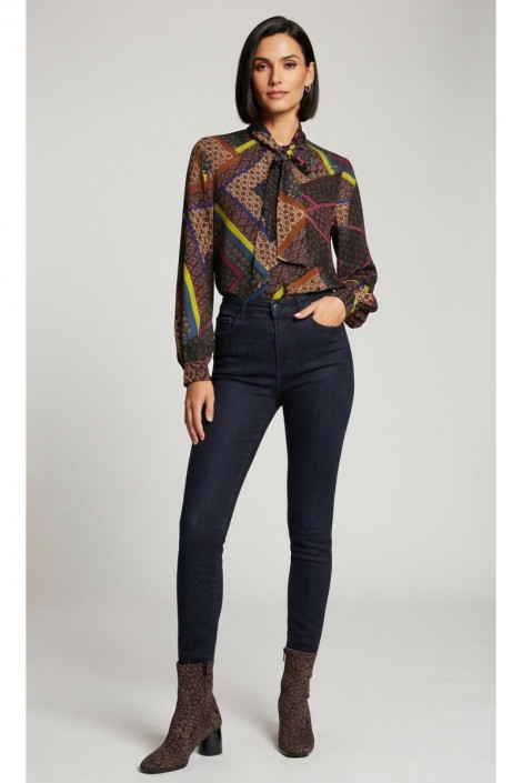 Dixie Blusa con estampado jacquard y lazada lateral