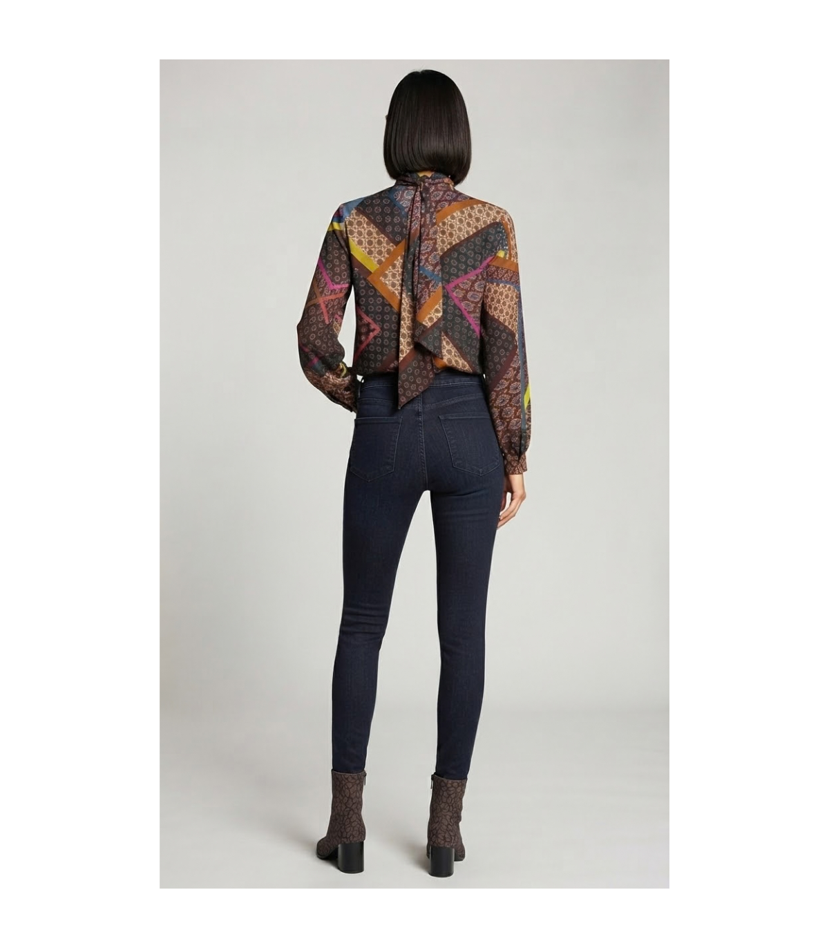 Dixie Blusa con estampado jacquard y lazada lateral