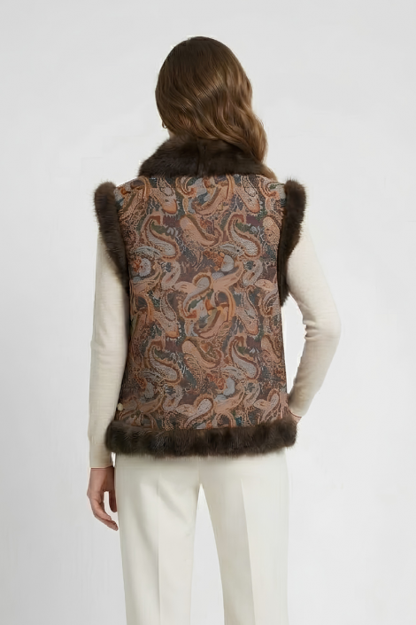 Dixie Chaleco de estampado paisley y detalle pelo