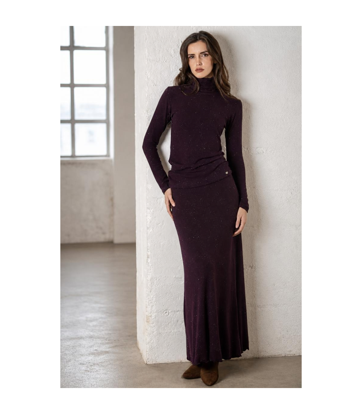 Scusi Falda larga de punto morado