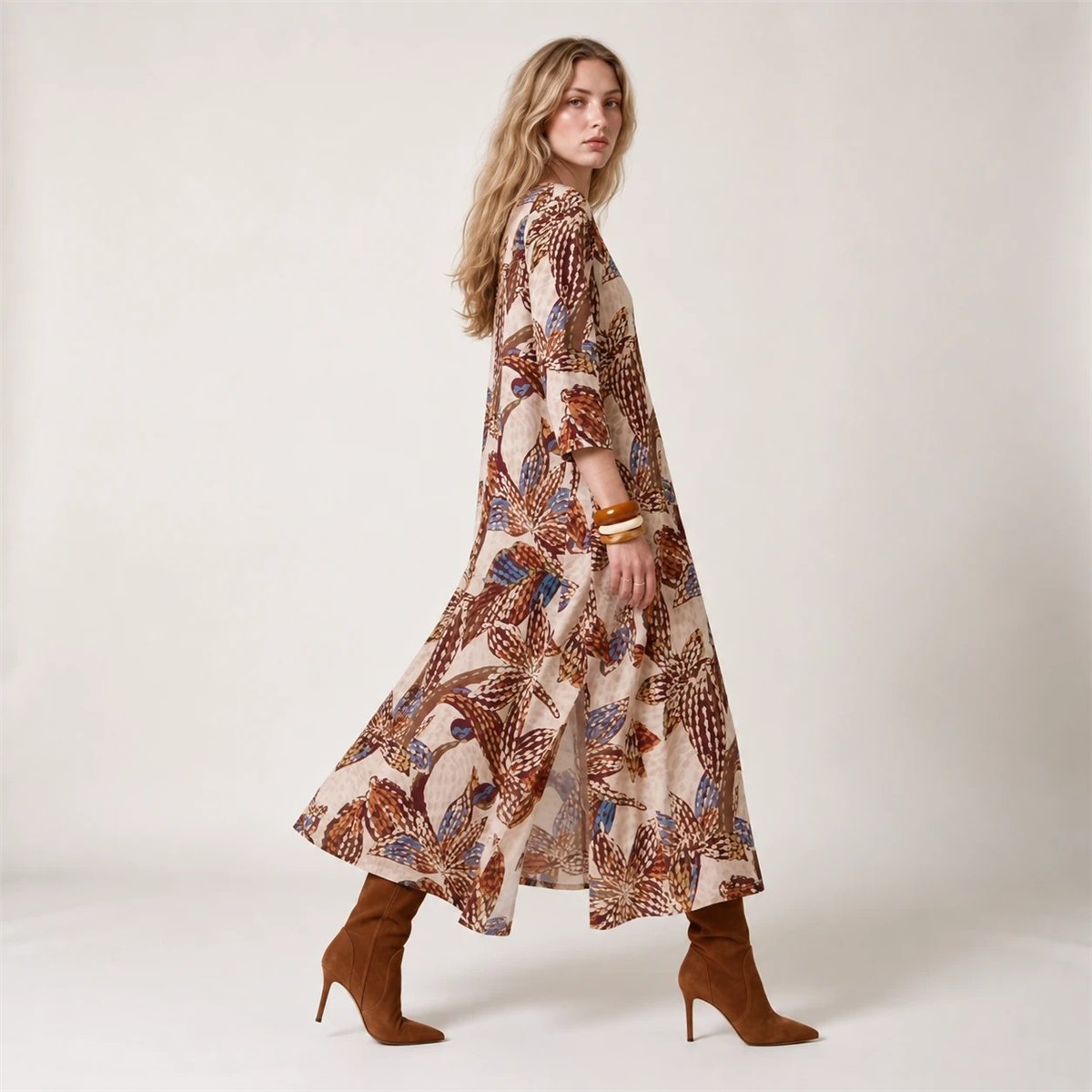 Parole Vestido Mercedes Cacao estampado