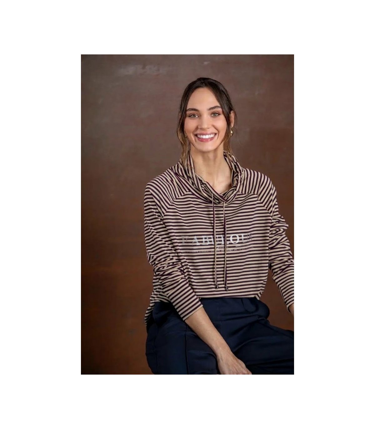 Gerry Jersey cuello perkin estampado rayas