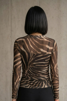 GAUDI Blusa de tul con estampado animal