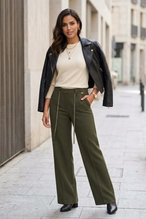 Markup Woman Pantalón sastre verde militar