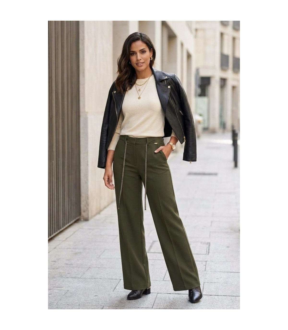 Markup Woman Pantalón sastre verde militar