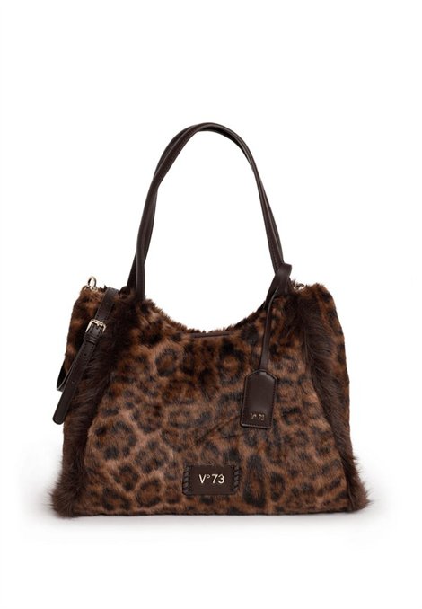 V73 Bolso mediano de pelo animal print