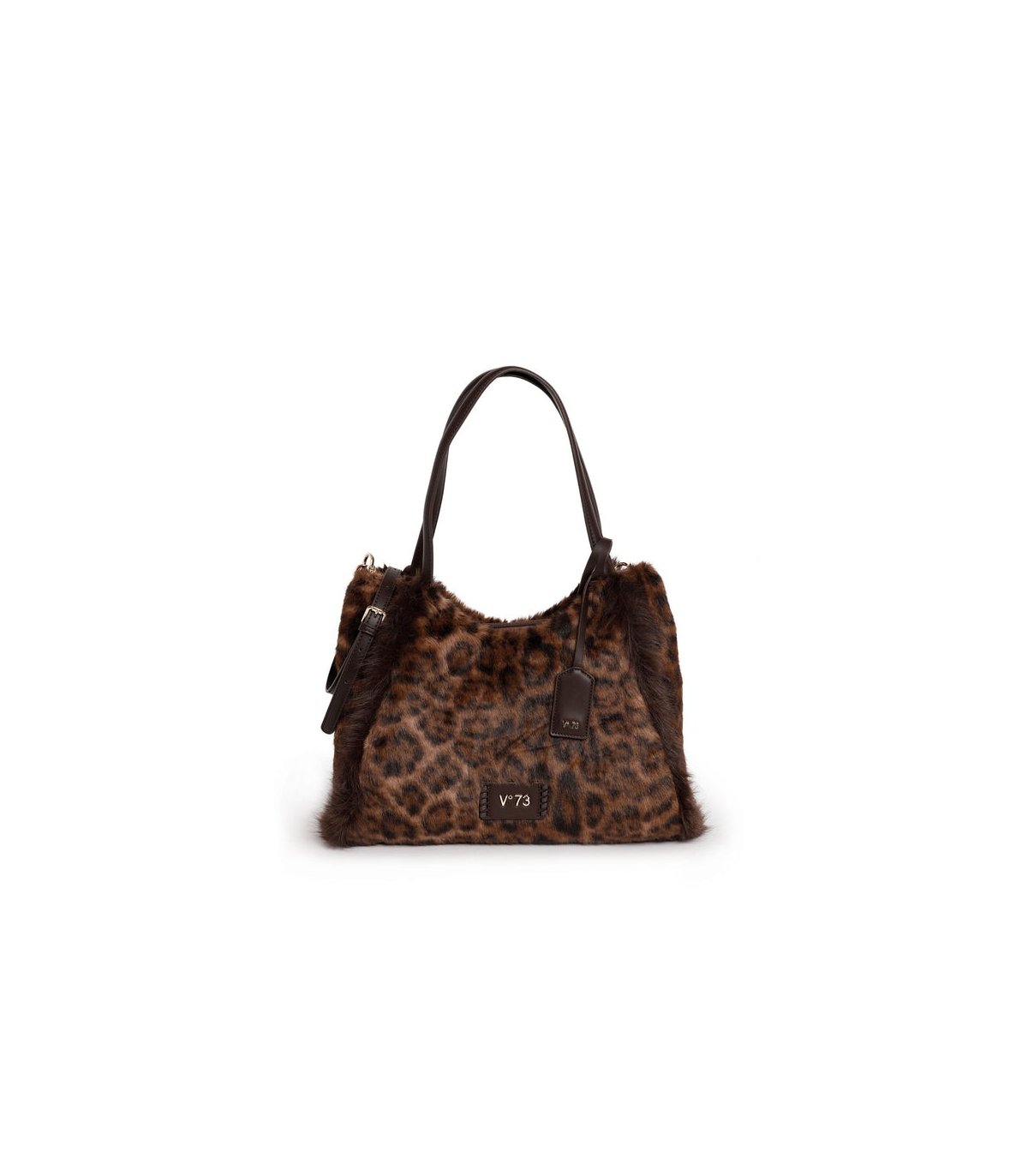 V73 Bolso mediano de pelo animal print