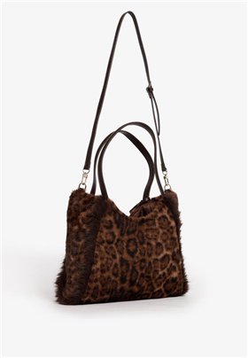 V73 Bolso mediano de pelo animal print