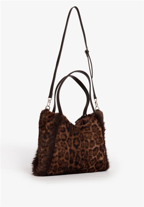 V73 Bolso mediano de pelo animal print
