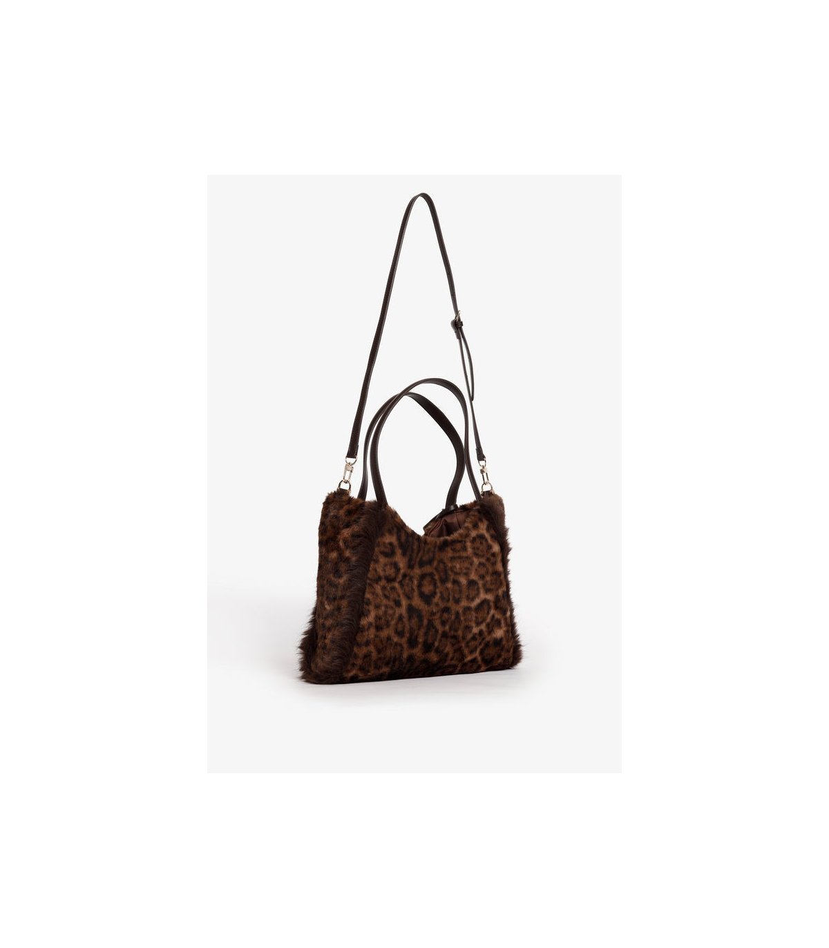 V73 Bolso mediano de pelo animal print