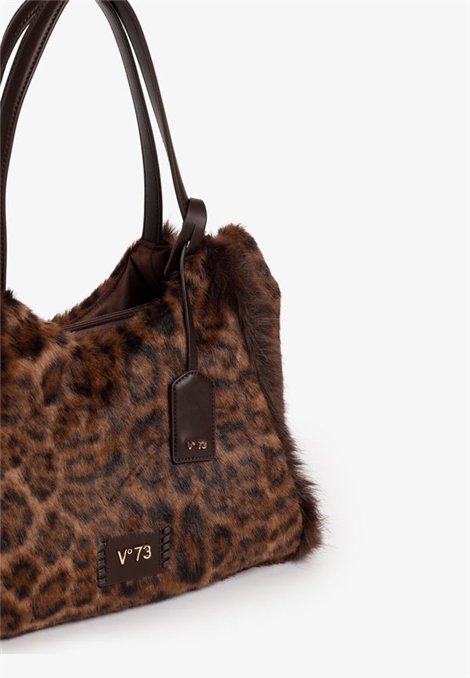V73 Bolso mediano de pelo animal print