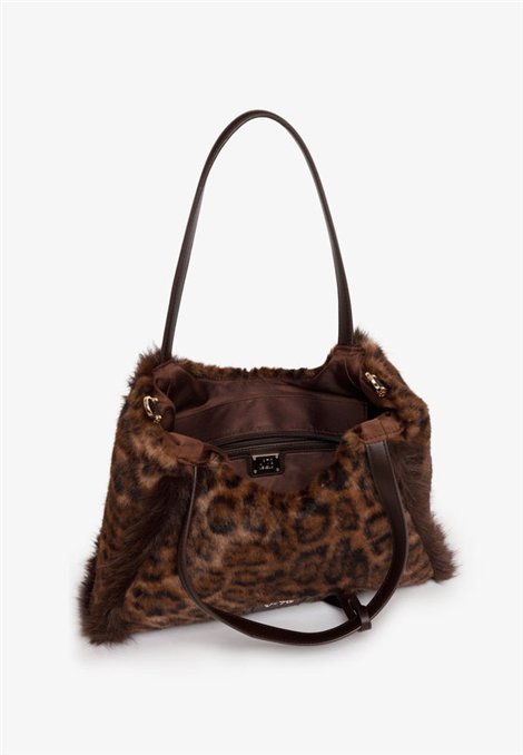 V73 Bolso mediano de pelo animal print
