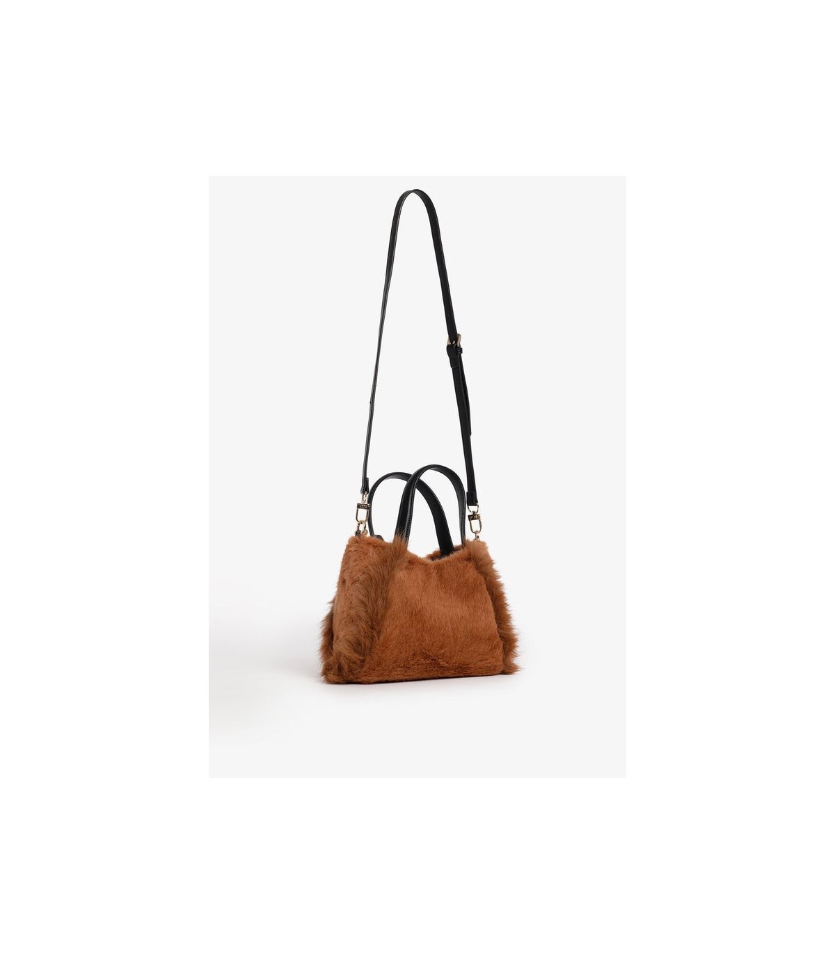 V73 Bolso pequeño de pelo color camel