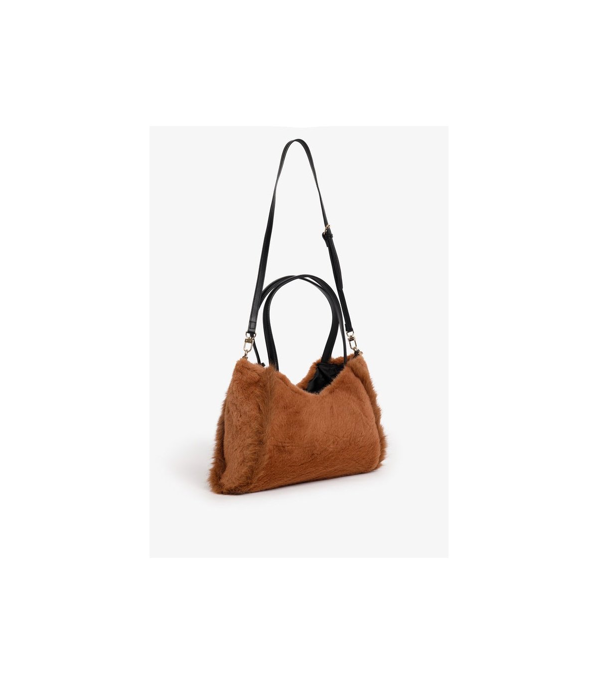 V73 Bolso mediano de pelo color camel