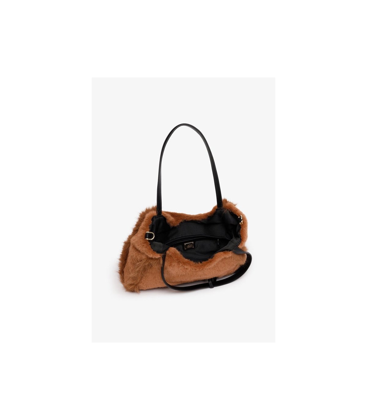 V73 Bolso mediano de pelo color camel