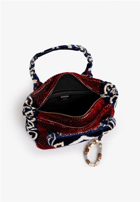 V73 Bolso de chenilla tupida con estilo oriental