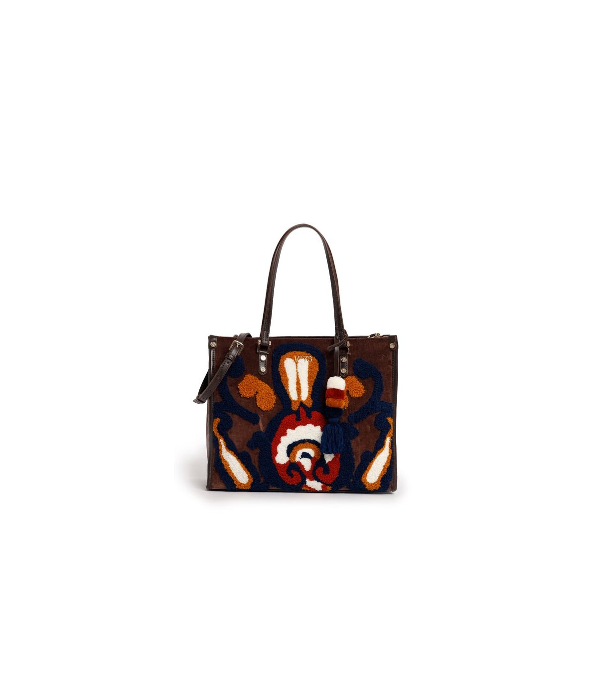 V73 Bolso mediano decorado con felpilla