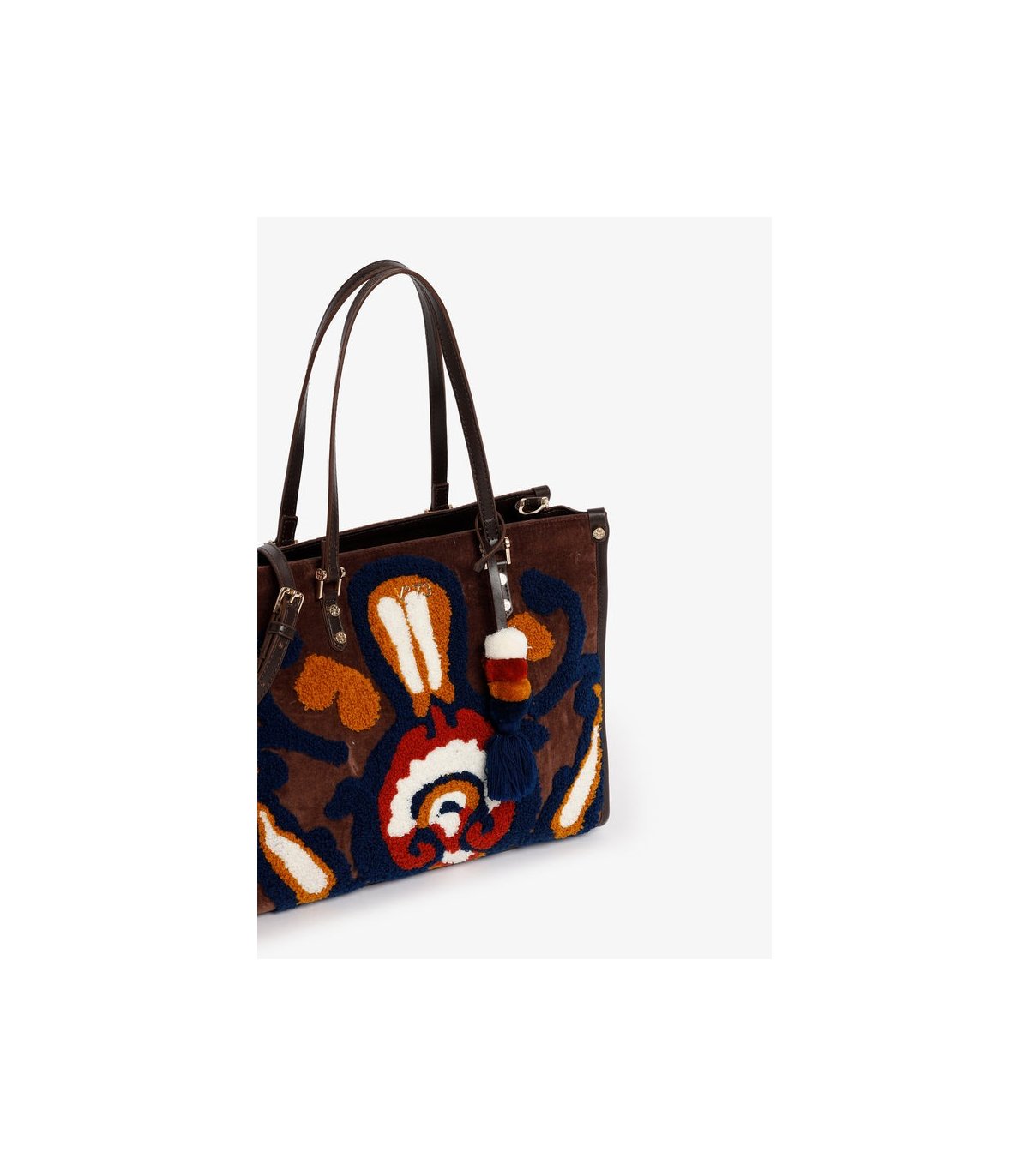 V73 Bolso mediano decorado con felpilla