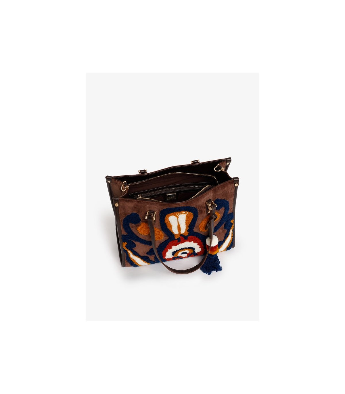 V73 Bolso mediano decorado con felpilla