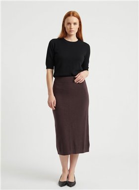 WNT Falda midi de punto con aberturas