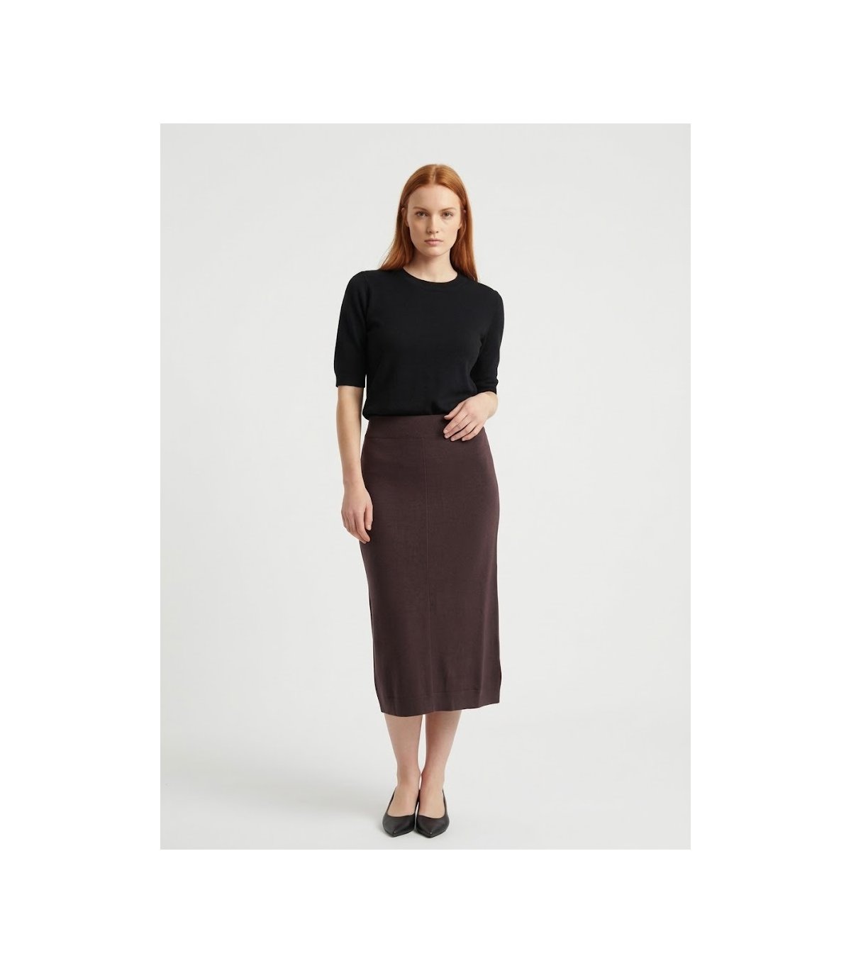 WNT Falda midi de punto con aberturas
