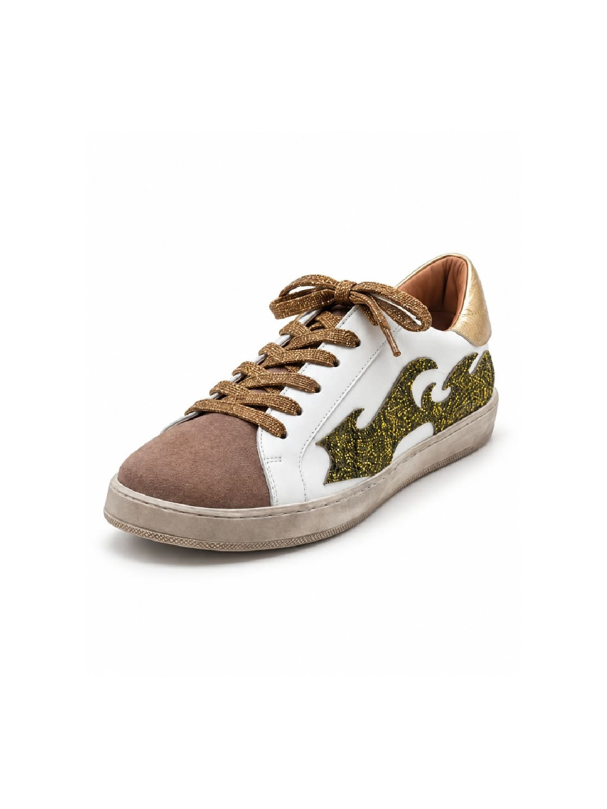 Vosso Moda Sneaker afelpada con detalle glitter esmeralda