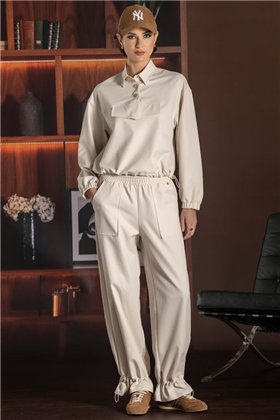 FOURSOUL Pantalón de tejido técnico color crudo