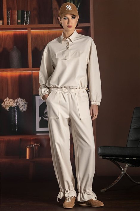 FOURSOUL Pantalón de tejido técnico color crudo