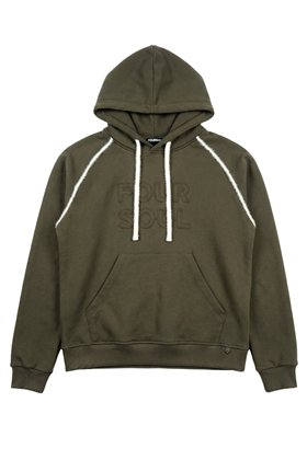 FOURSOUL Sudadera verde con franjas peluche