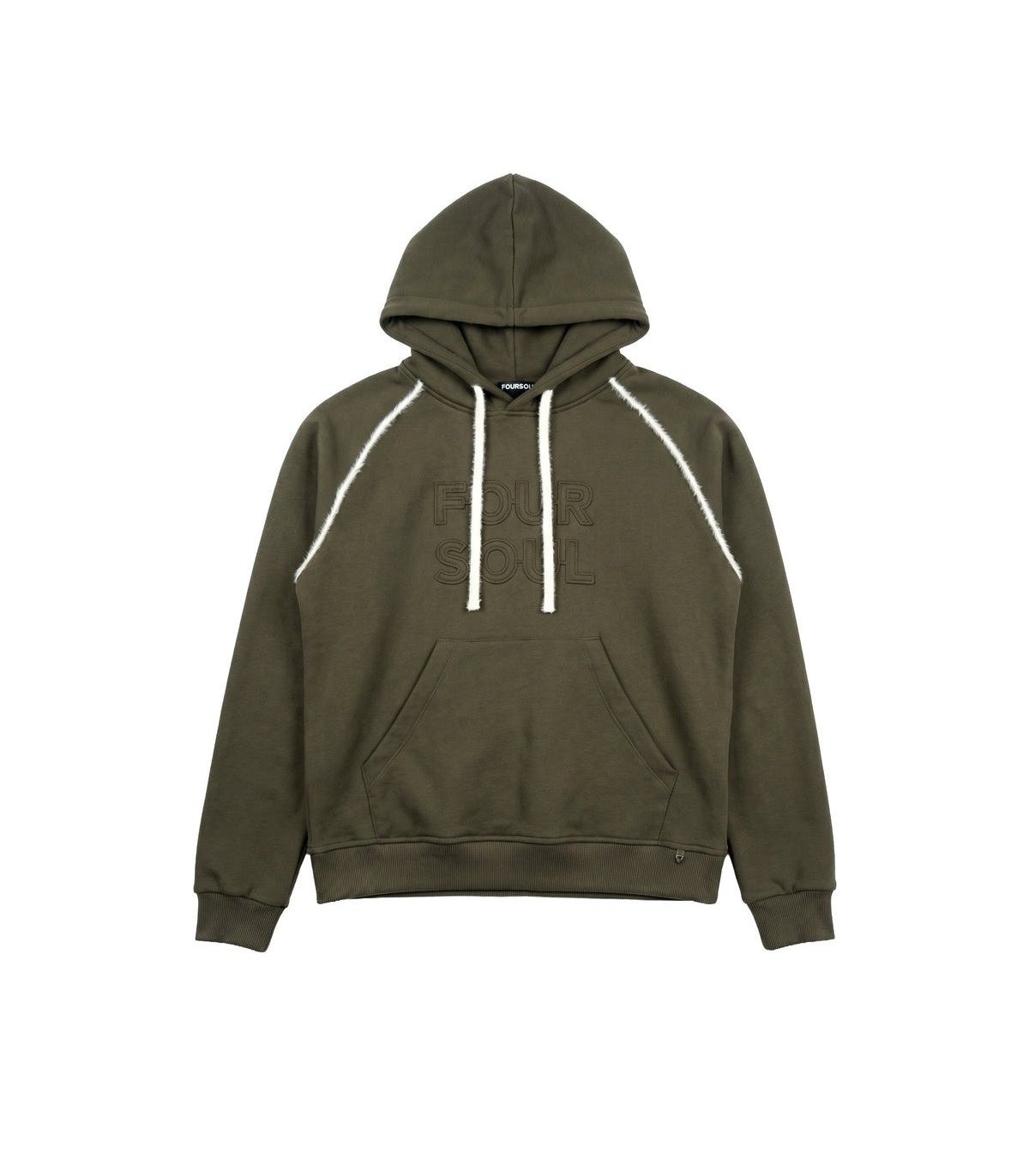 FOURSOUL Sudadera verde con franjas peluche