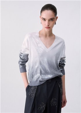 Liu Jo Jersey degradado gris con lentejuelas