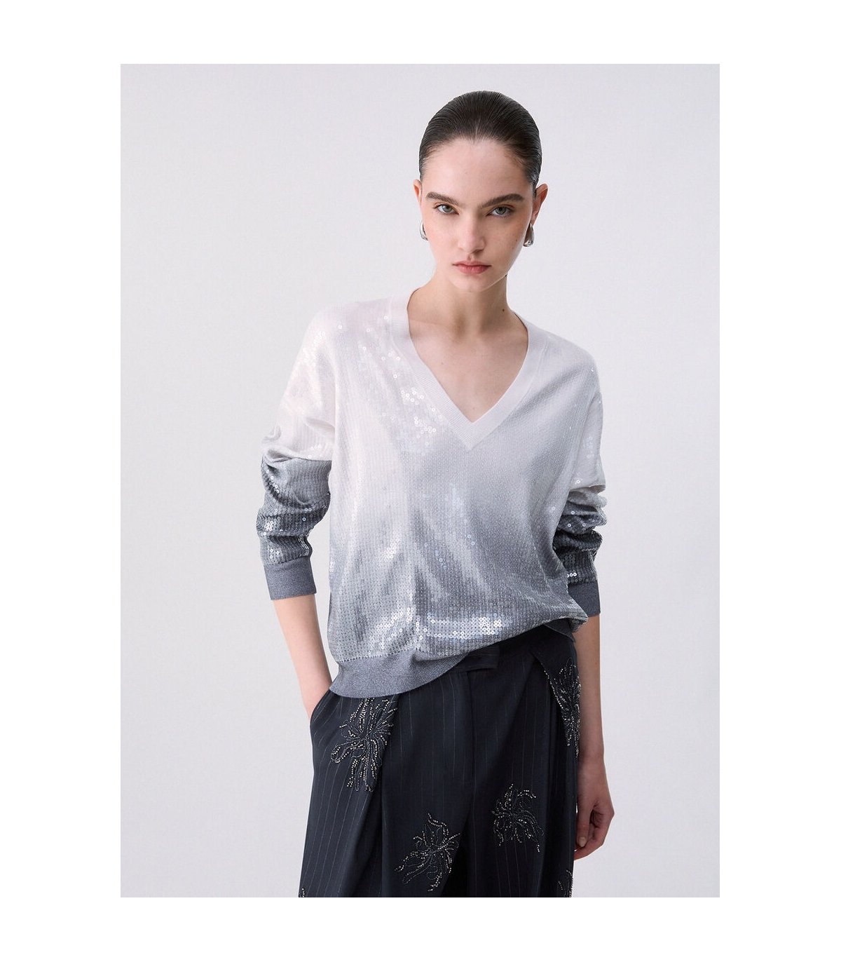 Liu Jo Jersey degradado gris con lentejuelas