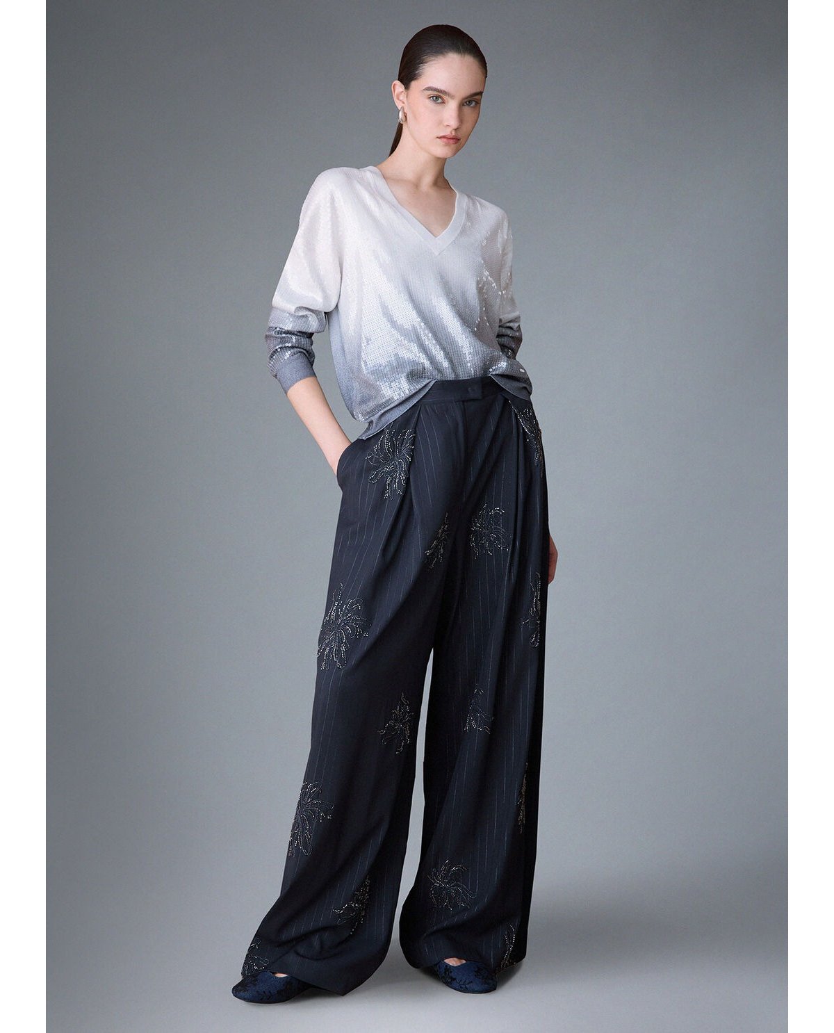Liu Jo Jersey degradado gris con lentejuelas