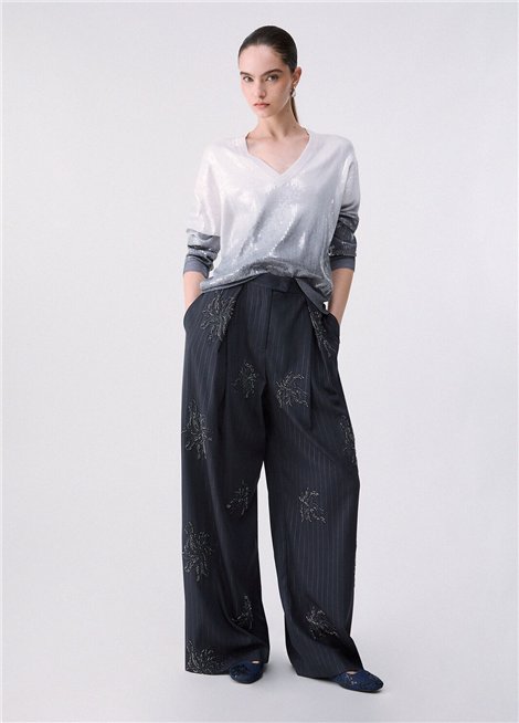 Liu Jo Jersey degradado gris con lentejuelas