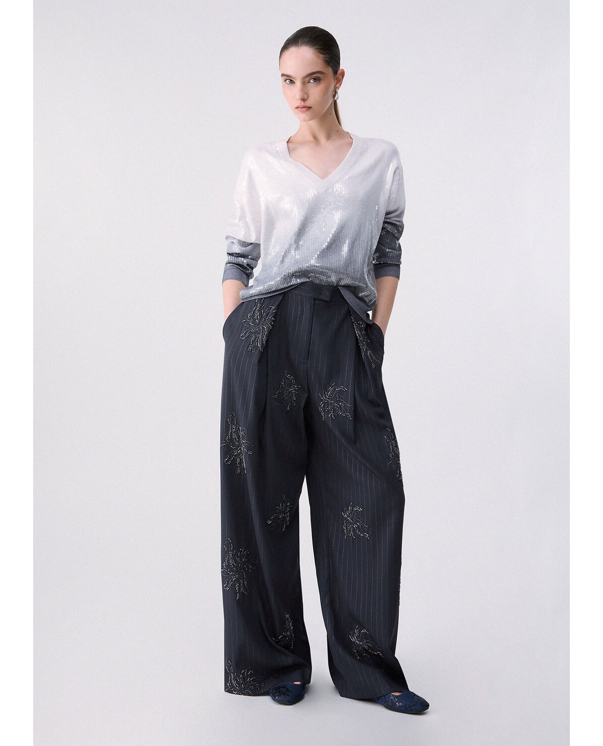Liu Jo Jersey degradado gris con lentejuelas