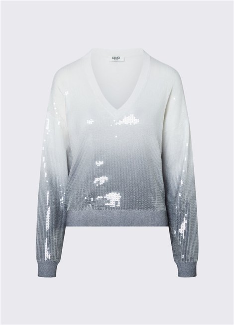 Liu Jo Jersey degradado gris con lentejuelas