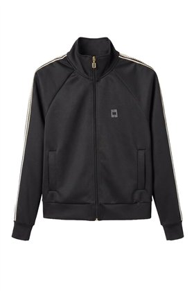 FOURSOUL Chaqueta negra con banda decorativa tachas
