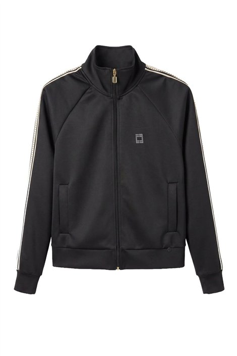 FOURSOUL Chaqueta negra con banda decorativa tachas