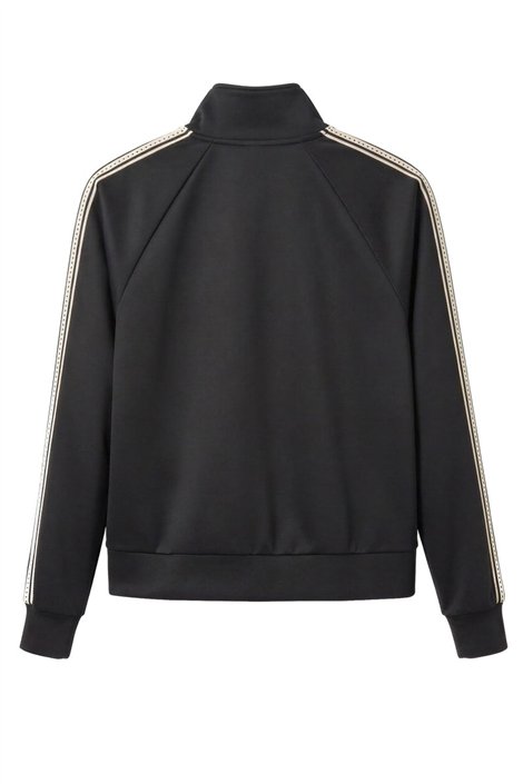 FOURSOUL Chaqueta negra con banda decorativa tachas