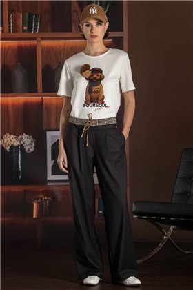 FOURSOUL Pantalón crepé de pernera amplia