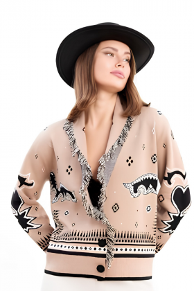 Zoe Cárdigan estampado con solapa