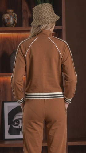 FOURSOUL Chaqueta marrón con banda peluche