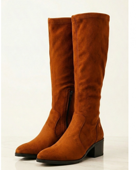 Vosso Moda Bota alta en ante color camel